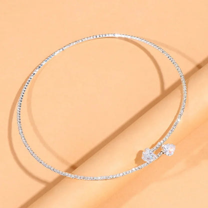 CUCCITI™ Rhinestone Heart Collar Choker Necklace for Women Simple Open Collar Necklace Torques